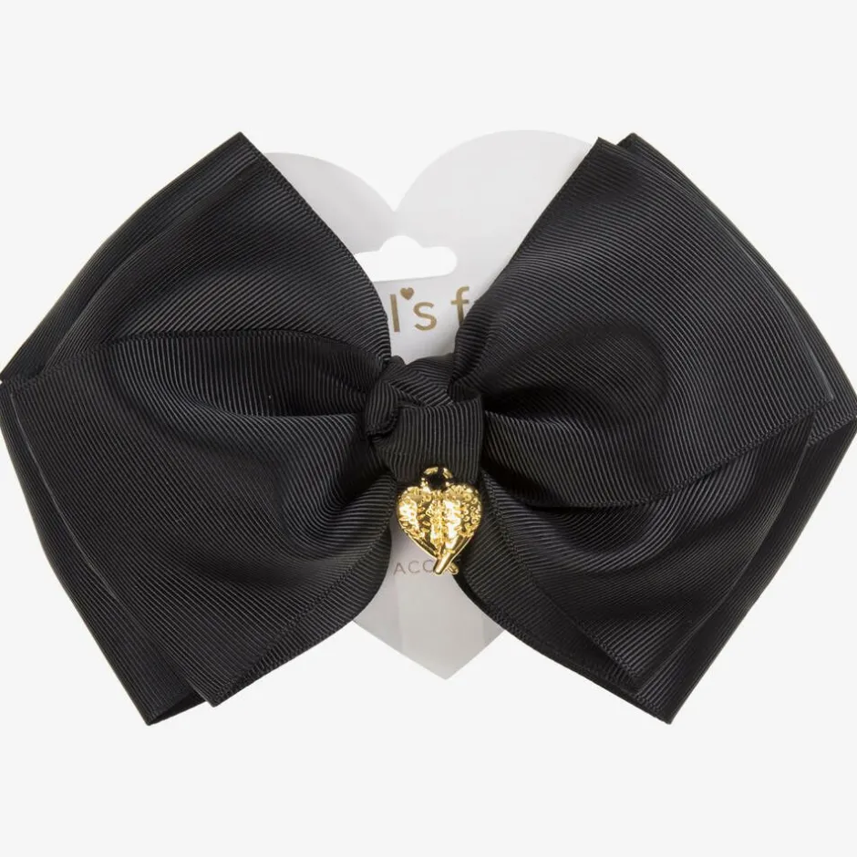 Angels Face Black Bow Hair Clip (19cm)