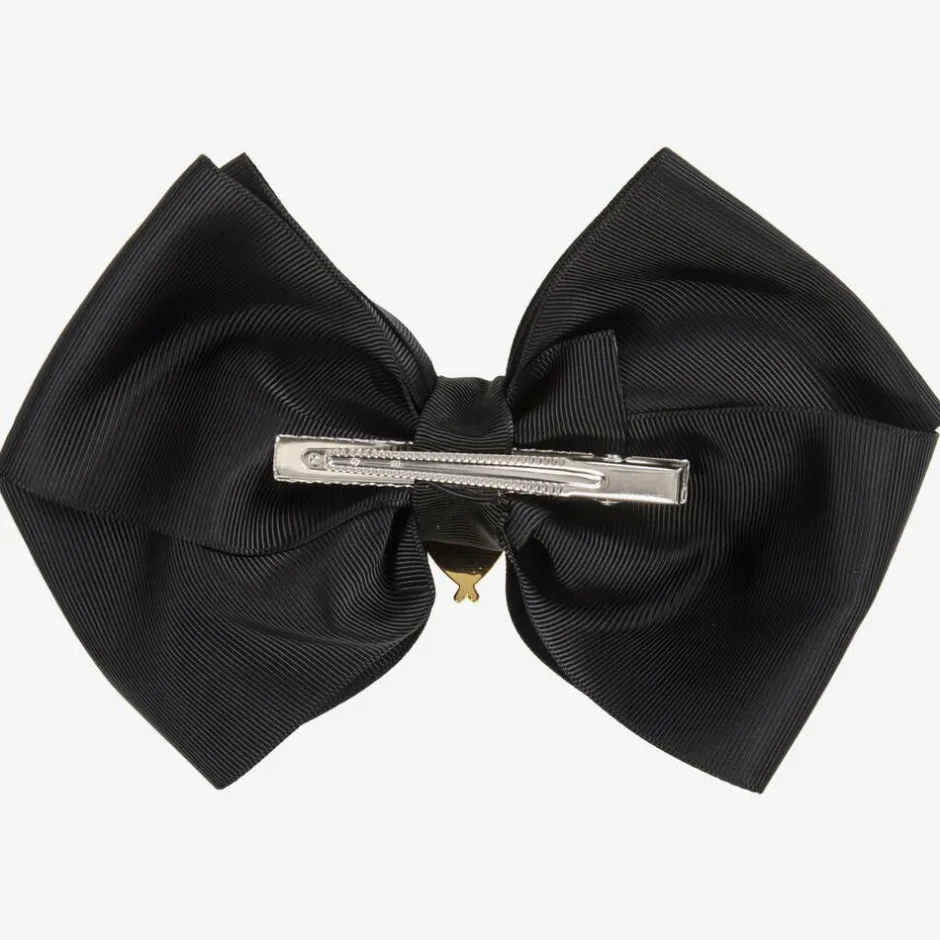 Angels Face Black Bow Hair Clip (19cm)