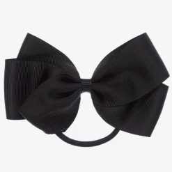 Peach Ribbons Black Bow Hair Elastic (12cm) Hot