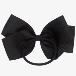Peach Ribbons Black Bow Hair Elastic (12cm) Hot