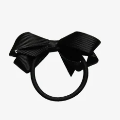 Peach Ribbons Black Bow Hair Elastic (7cm)