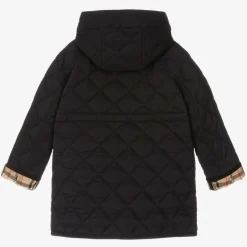 Burberry Black Button Up Quilted Long Coat New