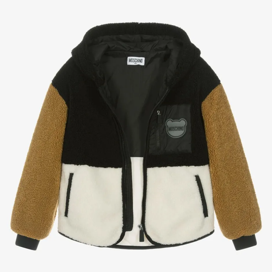 Moschino Kid-Teen Black Colourblock Fleece Jacket Best