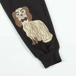 Mini Rodini Black Cotton Dog Print Joggers Hot