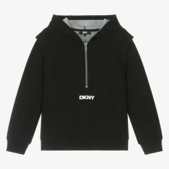 DKNY Black Cotton Hoodie Sale