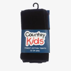 Country Kids Black Cotton Knitted Tights Hot
