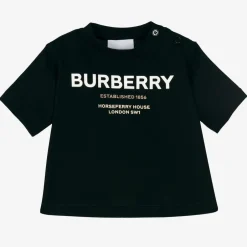 Burberry Black Cotton Logo Baby T-Shirt Online