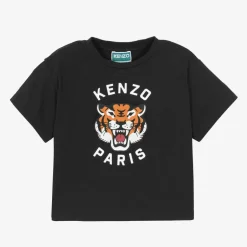 KENZO KIDS Black Cotton Lucky Tiger T-Shirt Discount