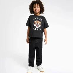 KENZO KIDS Black Cotton Lucky Tiger T-Shirt Discount