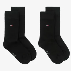 Tommy Hilfiger Black Cotton Socks (2 Pack) New