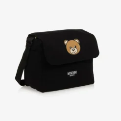 Moschino Baby Black Cotton Teddy Bear Changing Bag (49cm) New