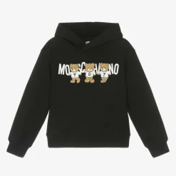 Moschino Kid-Teen Black Cotton Teddy Bear Hoodie New