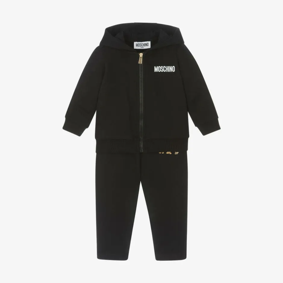 Moschino Baby Black Cotton Teddy Bear Logo Tracksuit Hot