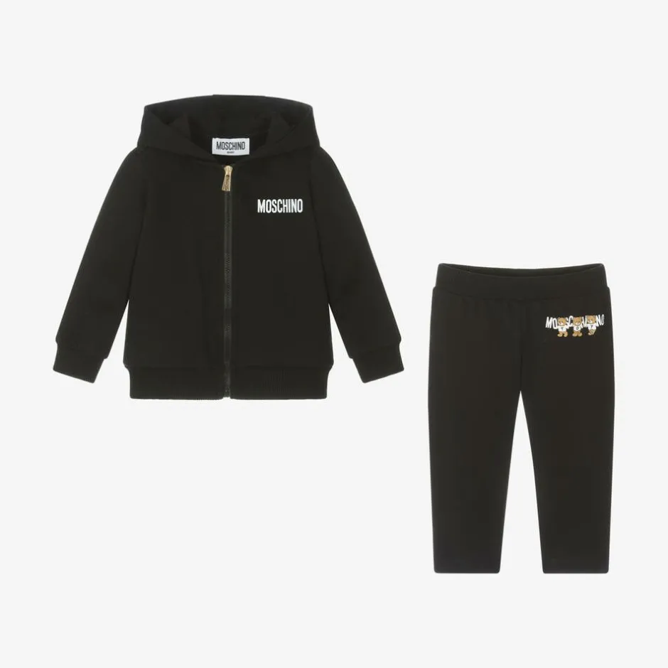 Moschino Baby Black Cotton Teddy Bear Logo Tracksuit Hot