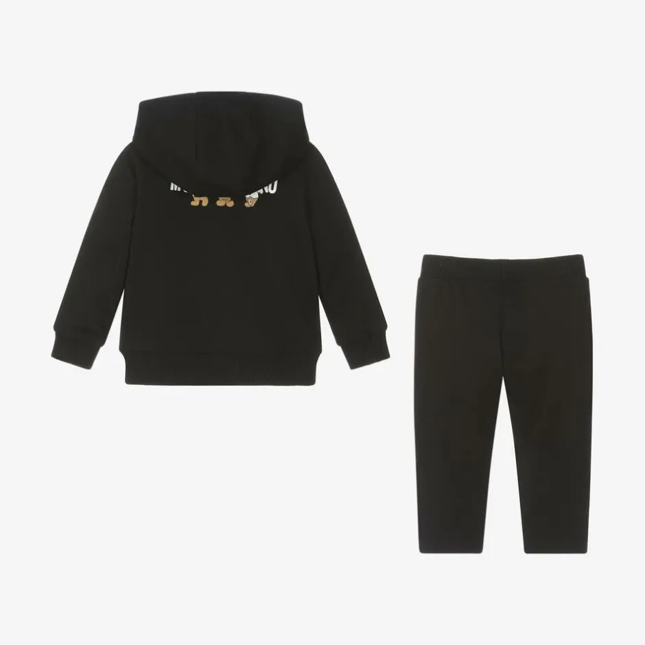 Moschino Baby Black Cotton Teddy Bear Logo Tracksuit Hot