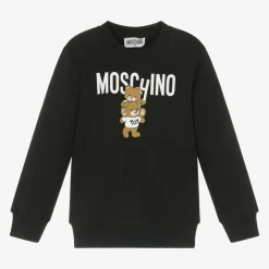 Moschino Kid-Teen Black Cotton Teddy Bear Sweatshirt New