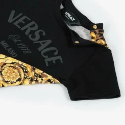 Versace Black Cotton Wild Barocco T-Shirt Clearance