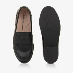 Calvin Klein Black Faux Leather Loafers Clearance