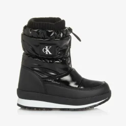 Calvin Klein Black Faux Leather Snow Boots Discount