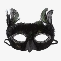 Souza Black Feather Bird Mask New