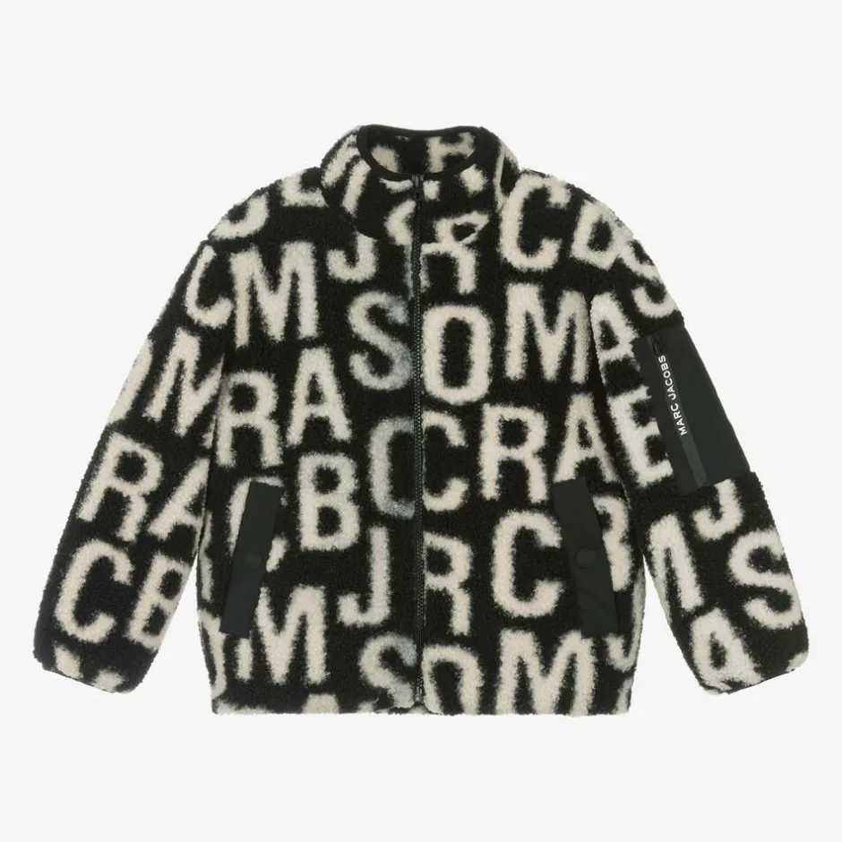 MARC JACOBS Black Fleece Jumbled Logo Zip-Up Top Sale