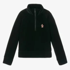Moncler Enfant Black Fleece Zip-Up Top