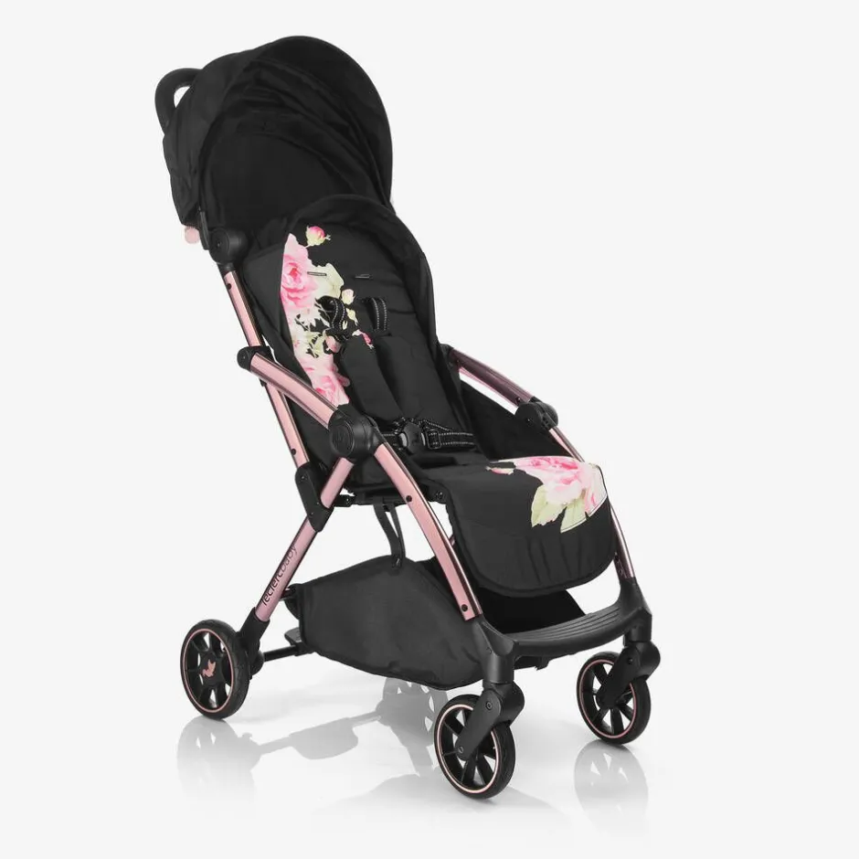 Monnalisa Black Floral Baby Stroller Online