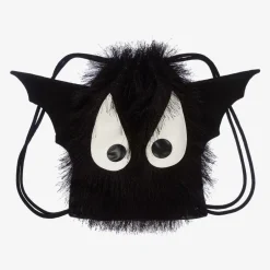 Wauw Capow Black Fluffy Bat Drawstring Bag (29cm) Clearance