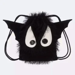 Wauw Capow Black Fluffy Bat Drawstring Bag (29cm) Clearance