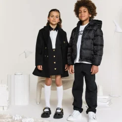 Moschino Kid-Teen Black Hooded Puffer Jacket Hot