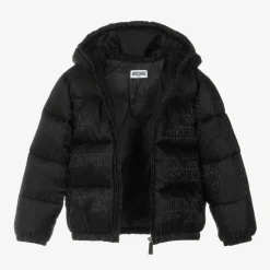 Moschino Kid-Teen Black Hooded Puffer Jacket Hot