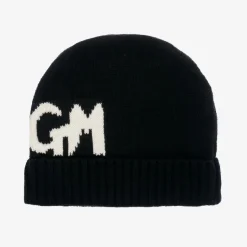 MSGM Black Knitted Cotton Beanie Hat Sale