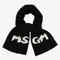 MSGM Black Knitted Cotton Scarf (151cm) Clearance