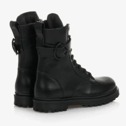 Moncler Enfant Black Leather Ankle Boots Best