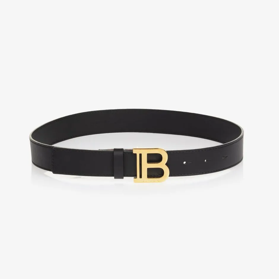 Balmain Black Leather Belt