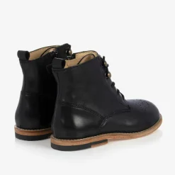 Young Soles Black Leather Brogue Ankle Boots Best