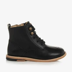 Young Soles Black Leather Brogue Ankle Boots Best