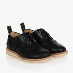 Young Soles Black Leather Brogue Shoes Clearance