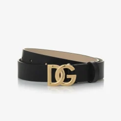 Dolce amp; Gabbana Black Leather DG Buckle Belt