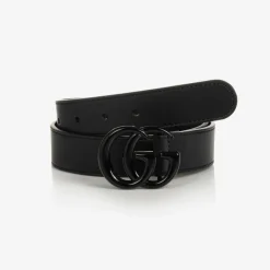 Gucci Black Leather Double G Belt Hot