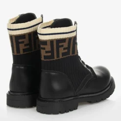 Fendi Black Leather FF Boots Online