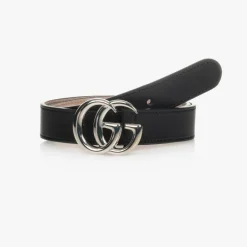 Gucci Black Leather GG Belt