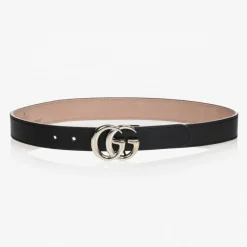 Gucci Black Leather GG Belt