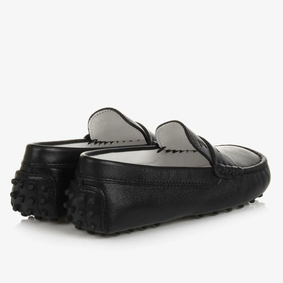 Tods Black Leather Gommino Moccasins Sale