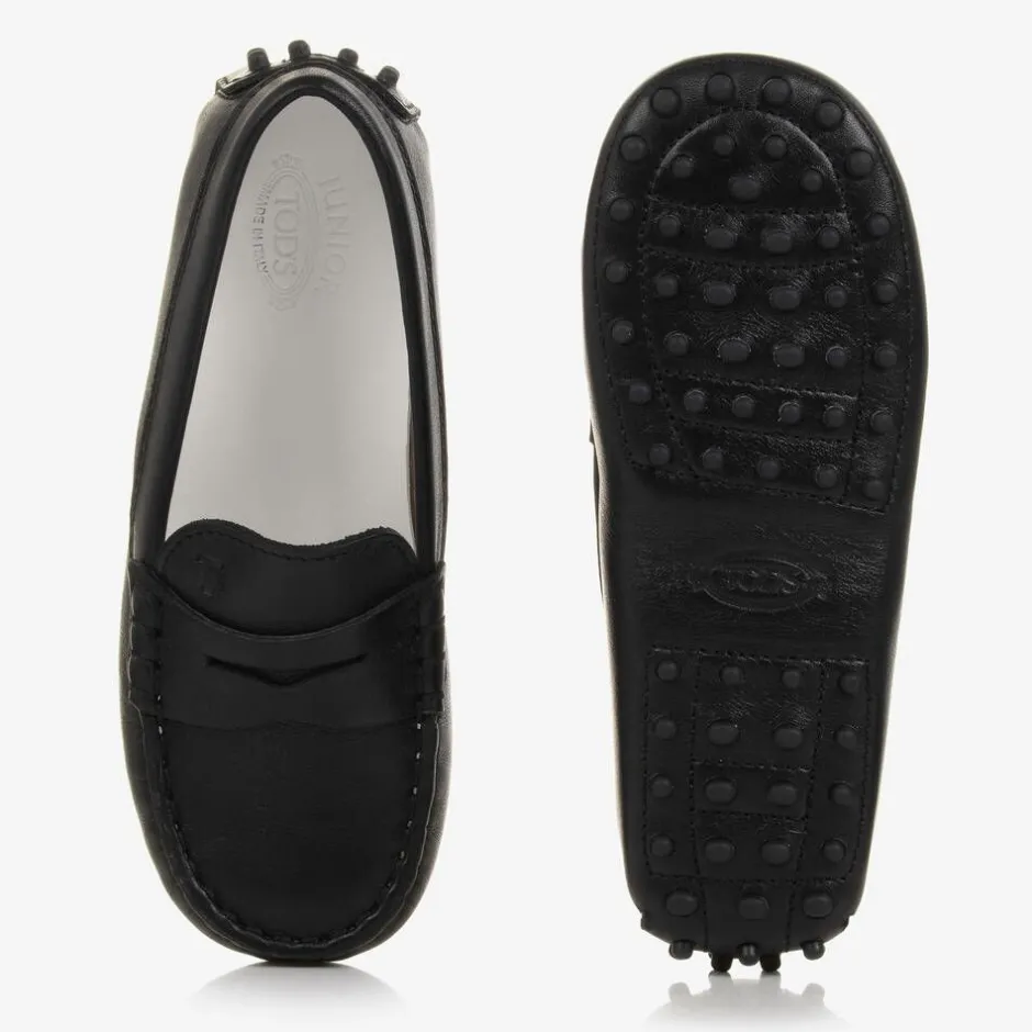 Tods Black Leather Gommino Moccasins Sale