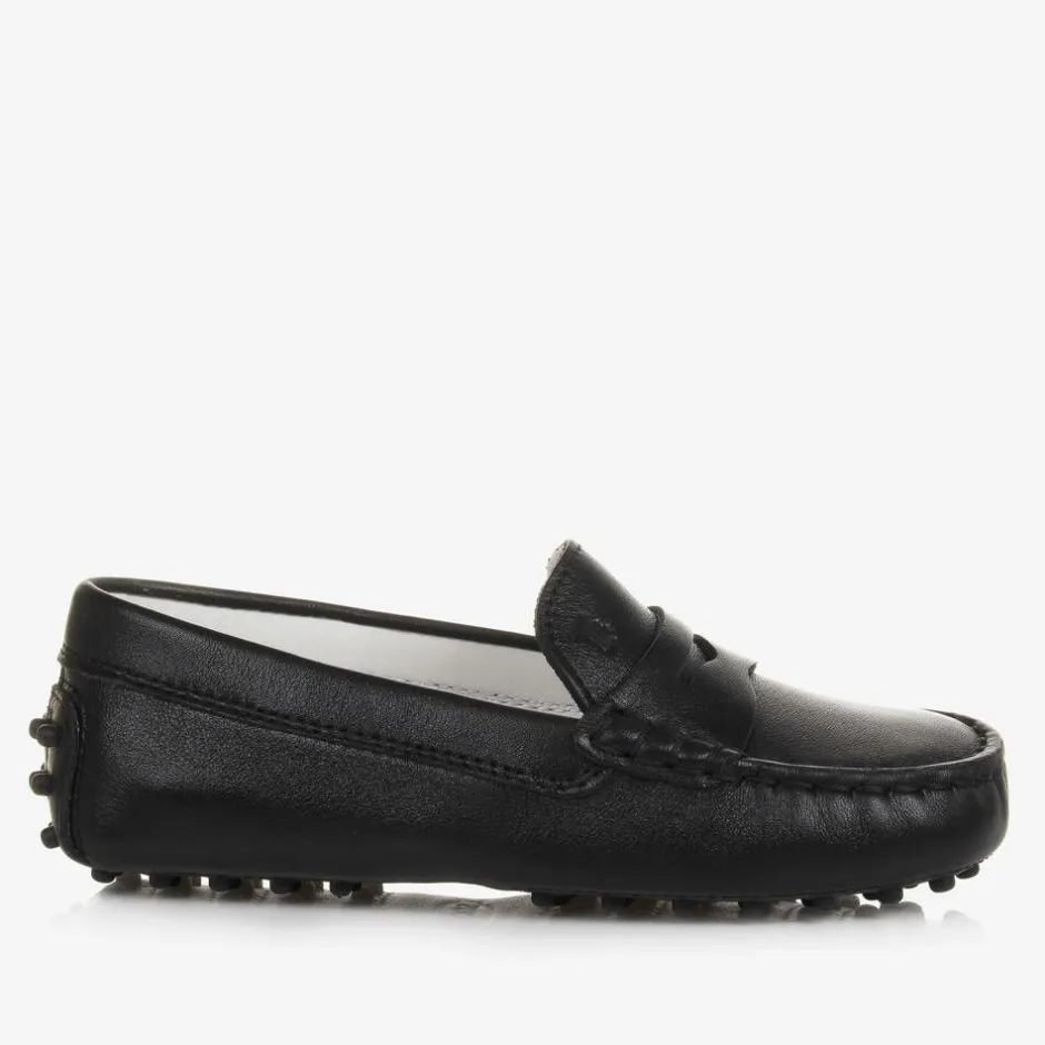 Tods Black Leather Gommino Moccasins Sale