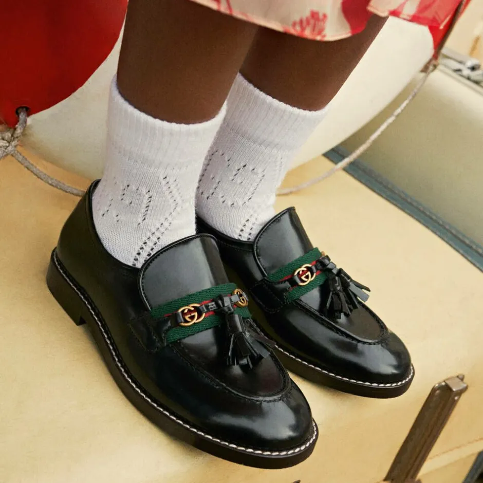 Gucci Black Leather Loafer Shoes Best