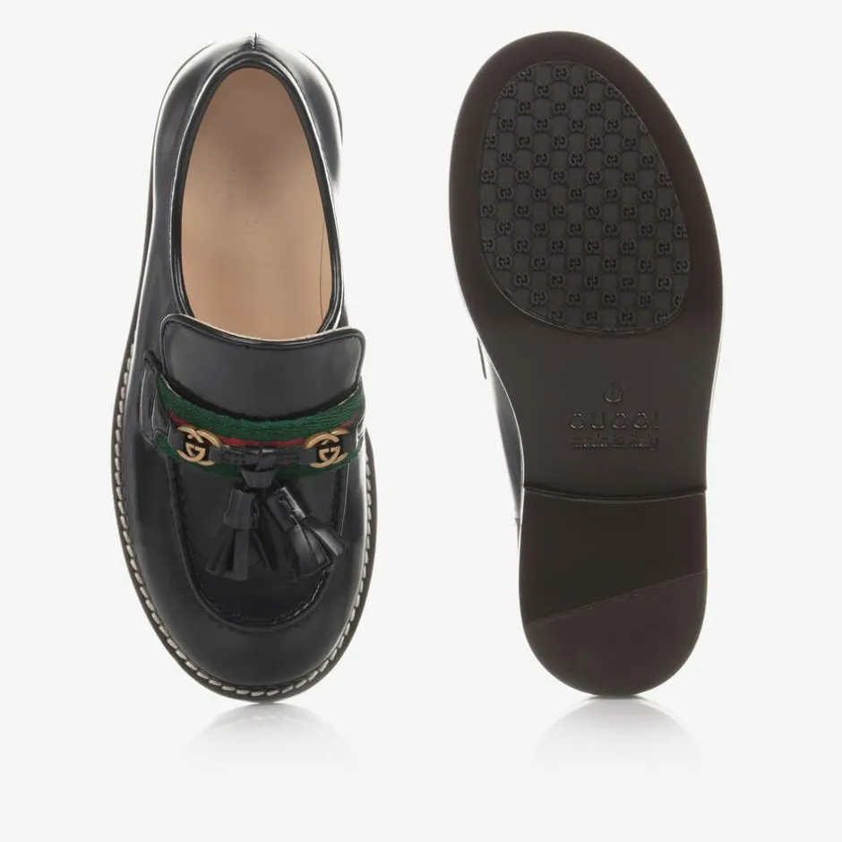 Gucci Black Leather Loafer Shoes Best