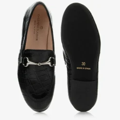 Childrens Classics Black Leather Loafer Shoes Hot