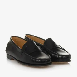 Tods Black Leather Loafers